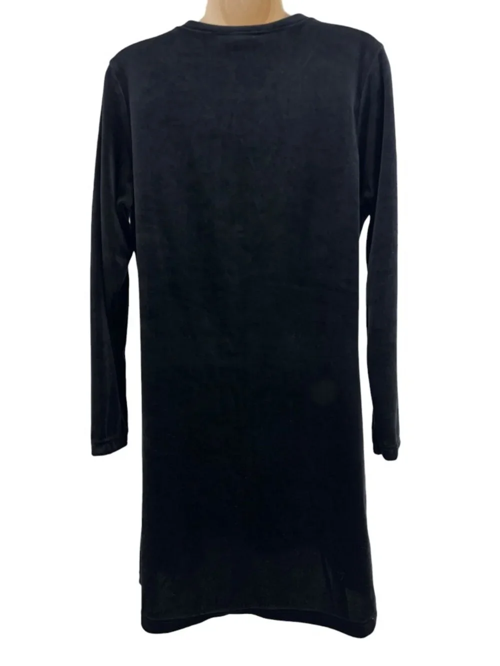 Dress.com Black V-Neck Velvet‎ Velour Long Sleeve Dress Size M Evening Holiday